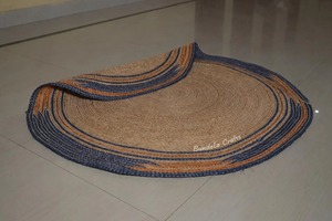 Alfombra Redonda de Yute Trenzado, Estilo Bohemio a Rayas, Pelo Plano, Antideslizante, para Sala de Estar, Hecha a Mano, Ecológica - Product Image 2