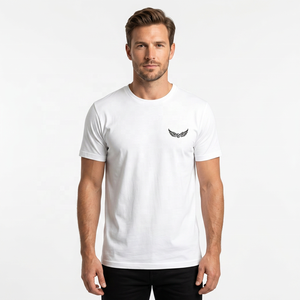 T-shirt blanc à manches courtes pour homme avec logo, coupe classique, col rond, jersey en coton imprimé - Product Image 3