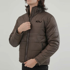 Warm Comfortable Hooded Men Bubble Jacket with Front Logo Breathable & Windproof for Casual Outings and Winter <b>Layering</b> - Product Image 3