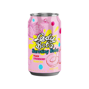 Madam Hong's 320ml Délicieuse boisson au thé à bulles pêche et fraise purée aromatisée avec perles de tapioca juteuses emballée en bouteille - Product Image 1