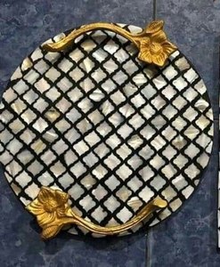 Bandeja de diseño de estilo famoso con incrustaciones de nácar, bandeja de servir de nácar, bandeja de MDF, bandejas decorativas, bandeja de resina a un precio mayorista muy bajo - Product Image 6