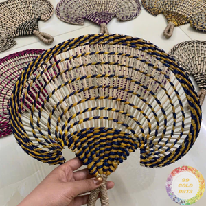 Ventilador Decorativo Portátil Tejido a Mano con Hierba Marina Natural, Estilo Antiguo, para Eventos Tropicales, Fiestas y Uso Diario - Product Image 5