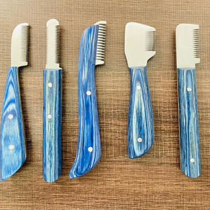 Cuchillo de Peluquería Canina, Peines para Mascotas, Cuchillo para Cardar el Pelo, Rojo, Azul, Negro, Mango de Madera, Juego de Cuchillos para Peluquería Canina - Product Image 1