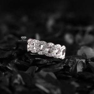 Anillo de Oro 14K con Diamantes Cultivados en Laboratorio, Cadena de Eslabones Cubanos de Lujo con Pavé de Diamantes, Joyería Minimalista Personalizada Unisex, Fabricante y Proveedor - Product Image 4