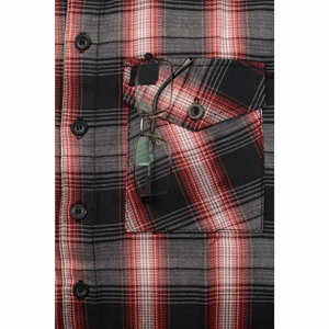 Chemise à carreaux à manches longues pour homme, coupe classique, décontractée, motif tissé, rouge, noir, gris - Product Image 4