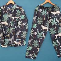 Conjunto de Pijama de Lujo Hecho a Mano en India con Estampado Paisley, Ropa de Dormir Elegante e Informal para Invierno, Suave y Transpirable