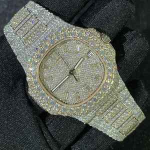 Diamond Iced Out <b>Watch</b> Automatic Movement Luxury Handmade Fully Ice Out Diamond Hip Hop <b>Watches</b> VVS Moissanite <b>Watches</b> for Men - Product Image 1
