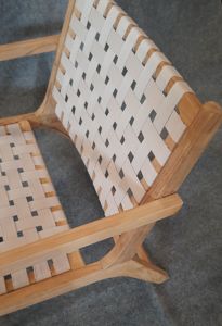 Fauteuil de salon moderne en teck massif avec sangles, pas d'assemblage requis - Product Image 5