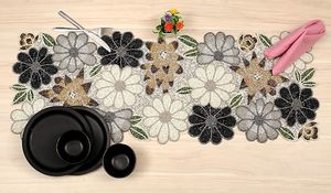 Embroidered Floral Table Runner Bohemian Home Decor Washable - Product Image 4