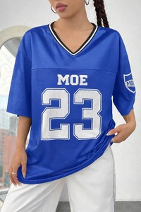 Maillot de football américain pour femme, coupe décontractée, en mesh, col en V, manches courtes, t-shirt de sport, fabricant OEM en gros - Product Image 2