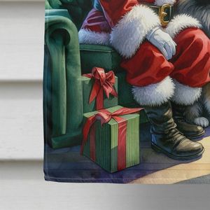 Grand Keeshond multicolore Père Noël Maison Drapeau Porche Manchon Pôle Décoratif Cour Bannière Oeuvre Polyester Tenture Murale - Product Image 4