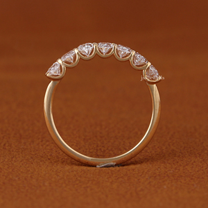Anillo de Media Eternidad Ovalado de Oro Sólido de 14K con Diamante Cultivado en Laboratorio VVS VS, Anillo de Aniversario de Bodas para Mujer - Product Image 5