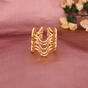 Anillo Ajustable de Latón Chapado en Oro con Múltiples Ondas, Moderno, para Mujer, Regalo de Boda o Compromiso, Lote al por Mayor de 25 Pares - Product Image 1