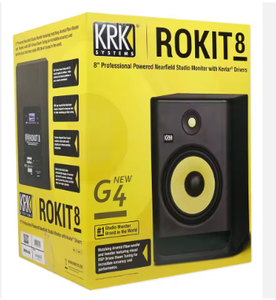 Par de Monitores de Estudio Profesionales Bi-Amplificados KRK RP8 8 G4, Salida de Audio Estéreo de 8 Pulgadas, Color Negro - Product Image 1