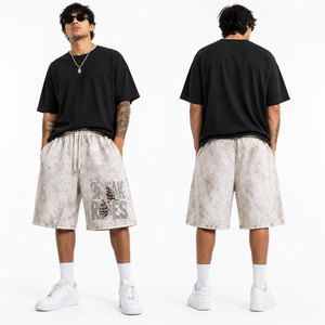 Pantalones Cortos de Algodón Tie Dye para Hombre con Estampado Break Rules, Cintura Elástica con Cordón, Estilo Casual Urbano, Tejido Transpirable - Product Image 4