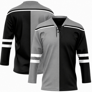 Maillots de hockey sur glace respirants et confortables pour adultes, uniformes d'équipe pour hommes, tenues d'entraînement et de match d'hiver, personnalisables avec les noms d'équipe sur le devant, disponibles dans le monde entier. - Product Image 5