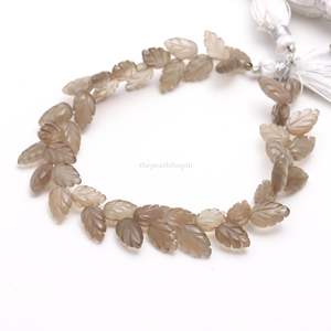 Cuentas de Piedra Lunar Gris AAA en Forma de Hoja, Cuentas de Piedra Lunar Naturales Talladas a Mano de 10-11 mm para la Fabricación de Joyas y Accesorios - Product Image 2