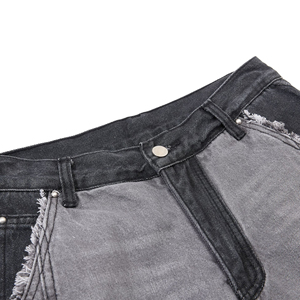 Vaqueros de mezclilla con pedrería para hombre, de pierna ancha y recta, lavados, con logo personalizado, estilo urbano - Product Image 4