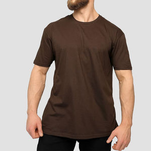 Camiseta de Cuello Redondo para Hombre, Color Marrón Liso, Manga Corta, Informal, Básica, para Verano, con Logotipo Personalizado, OEM, ODM, Ropa al por Mayor - Product Image 3