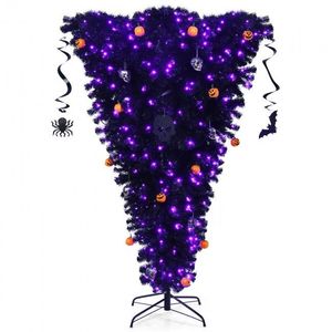 Upside Down 6 Feet Artificial Christmas <b>Tree</b> with 270 Purple LED <b>Lights</b> - Product Image 2