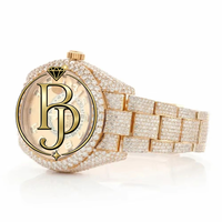 Montre de luxe en acier inoxydable pour homme, sertie de moissanite VVS, style hip-hop, idéale pour un cadeau