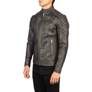 Veste en similicuir streetwear d'hiver avec logo personnalisé, vestes en cuir ajustables, col en duvet élégant, vestes en cuir d'hiver pour hommes - Product Image 3