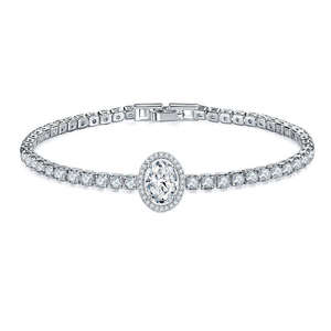 RAMDUT IMPEX Unisex 925 Silver <b>Rose</b> Gold/Silver Plated Tennis Bracelet Brilliant Cut Moissanite Channel Setting Trendy Wedding - Product Image 1