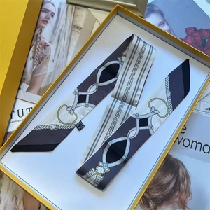 90 * 5 cm Cinta de seda retro con cadena y diseño de sarga para mujer, decorativa, para envolver bolsos, pañuelo pequeño de seda - Product Image 3