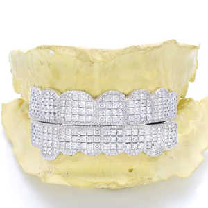 Juego Completo de Lujo de Grillz Hip Hop con Incrustaciones de Moissanita de Corte Princesa y Engaste de Bisel, Chapado en Rodio, Joyería de Plata Personalizada Unisex para Dientes - Product Image 5