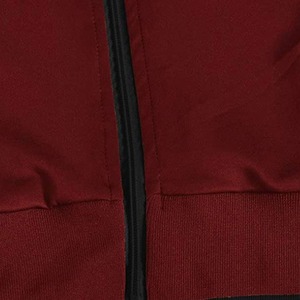 Chándal Unisex Rojo de Color Sólido con Cuello Redondo y Cierre de Cremallera, Ropa Casual para Adultos, Temporada de Otoño, Transpirable, de Peso Medio, en Poliéster - Product Image 5