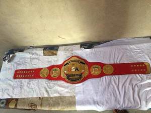 Cinturón de Campeonato NWA Tag Team USA, Cinturón de Cuero Rojo Grueso con Placas de Latón de 2 mm, Cinturón de Lucha Libre - Product Image 4