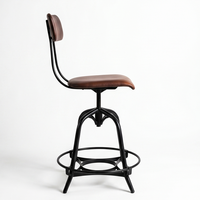 Tabourets de bar industriels vintage en cuir, pivotants, avec structure en métal inoxydable, résistants à l'eau, réglables en hauteur, pour restaurant et café