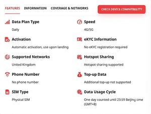 Tarjeta SIM de Viaje NionAir para Reino Unido de 30 GB, Datos de Alta Velocidad 4G/5G, Fácil Configuración, Servicio Nacional, 5/7/10/15/30 Días - Product Image 2