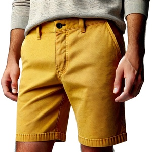 SHH INDUSTRIES Men's Yellow Cotton Denim <b>Shorts</b> Mid Waist Casual Summer Straight Leg Breathable Woven Eco-Friendly Button <b>Belt</b> - Product Image 1