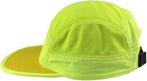 Yellow 5-Panel Baseball Cap Unisex Solid Color Mesh Fabric Adjustable <b>Magic</b> Sticker Closure Casual Outdoor Spring Summer Wear - Product Image 4