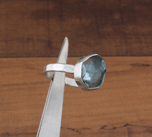 Natural Blue Topaz Row 925 <b>Sterling</b> <b>Silver</b> <b>Adjustable</b> Open Size Band Half Eternity Blue Gemstone <b>Ring</b> Women Party Wholesale - Product Image 3