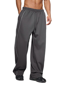 Pantalones Deportivos de Algodón Gris para Hombre, Cintura Elástica con Cierre de Cremallera, Pantalones Casuales con Franja Lateral, Tejido Transpirable de Peso Medio, Impermeables - Product Image 6