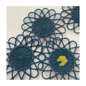 Wall hanging <b>Yellow</b> Blue Green Pink Rattan <b>Placemat</b> Round Floral Bohemian Style Home Decor Reusable Thin Flat Design - Product Image 5