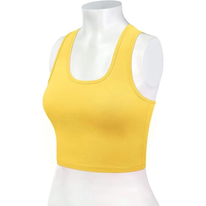 Women <b>Yellow</b> Crop Sports Bra <b>Tank</b> <b>Top</b> Yoga Gym Fitness Workout Activewear <b>Top</b> Wholesale Athletic Training Running Exercise Bra - Product Image 5