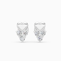 Pendientes de tuerca con diseño de corazón y diamantes cultivados en laboratorio de 0.23 quilates en oro amarillo, blanco y rosa de 9 quilates