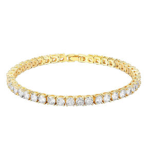 Bracelet tennis diamant rond taille brillant serti griffes plaqué or 10K/18K certifié IGI Hip Hop Unisexe Mariage & Anniversaire - Product Image 3