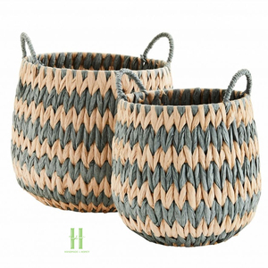 NEW DESIGN Eco-Friendly Seagrass Storage <b>Basket</b> with Handles Handmade Woven <b>Basket</b> Organizer Home Living Room <b>Laundry</b> Storage - Product Image 5