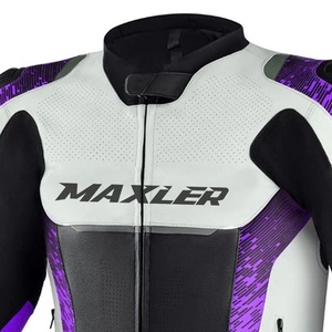 Chaqueta de Cuero para Motociclista, en Negro con Protección Corporal en Rojo, Chaquetas de Cuero para Carreras de Motos - Product Image 4