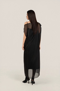 Simple Summer Silk Regular Sleeve Crew Neck Voile Stripes Loose Straight Casual <b>Dresses</b> - Product Image 3