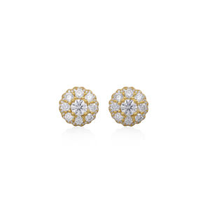 Boucles d'oreilles clous solitaires rondes en or jaune Flora, bijoux classiques pour femmes au meilleur prix - Product Image 1