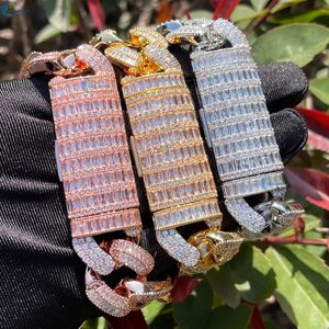 Bracelet de luxe pour homme, style hip-hop, entièrement serti de diamants de laboratoire VVS1, plaqué or, chaîne cubaine, bracelet de mode pour homme - Product Image 1