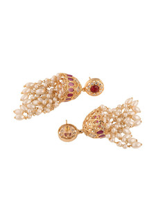 Classic Gold Plated Drop Earrings With Imitation Pearl Tassel For Women Wedding <b>Jewelry</b> Alloy Fashion Earrings - Product Image 3