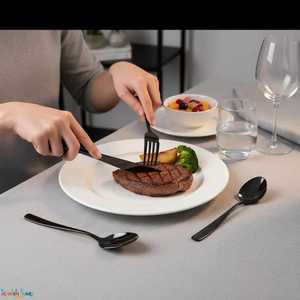 Ensemble de couverts élégants en acier inoxydable poli miroir, 4 pièces, robuste, portable pour les événements, AH CREATIONS AH-CS-8726-01 - Product Image 6