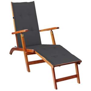Silla Plegable de Madera Maciza de Acacia Marrón, Tumbona Estándar - Product Image 1