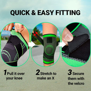 Black Knee Support Sleeve With Green Stitching Elastic Compression <b>Brace</b> For <b>Men</b> Gym Training - Product Image 6